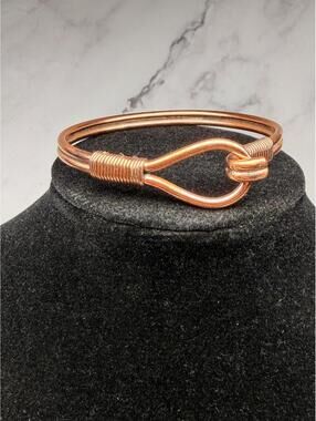 Copper Cuff Bracelet Knot Design Adjustable Boho Minimalist Wire Bracelet